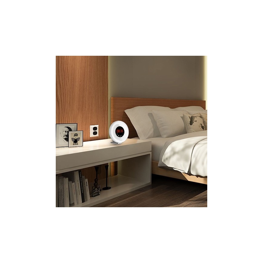Grundig - Veilleuse RVB à intensité variable avec alarme et radio FM LED/5W/5V