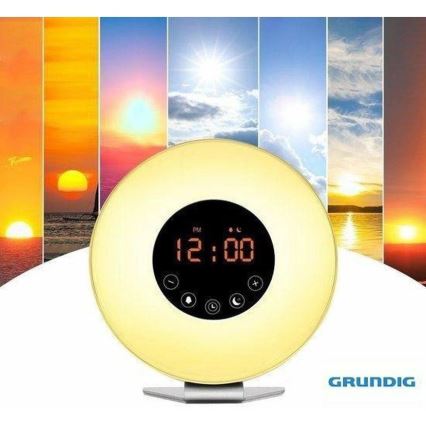 Grundig - Veilleuse RVB à intensité variable avec alarme et radio FM LED/5W/5V