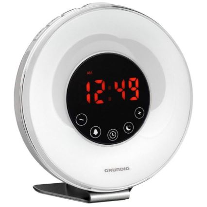 Grundig - Veilleuse RVB à intensité variable avec alarme et radio FM LED/5W/5V