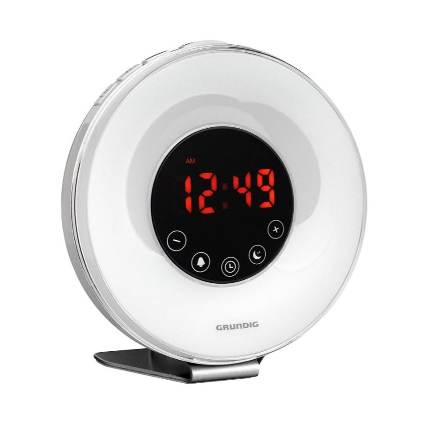 Grundig - Veilleuse RVB à intensité variable avec alarme et radio FM LED/5W/5V