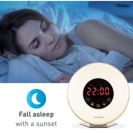 Grundig - Veilleuse RVB à intensité variable avec alarme et radio FM LED/5W/5V