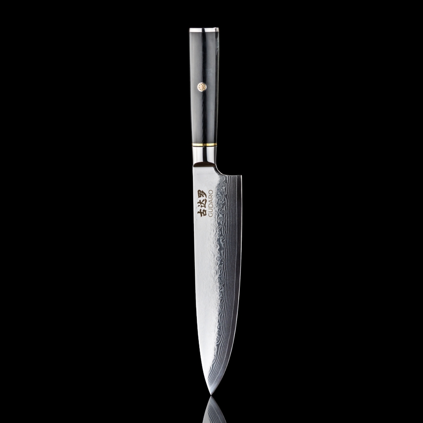 Gudaro - Couteau de chef professionnel AKIRO 8, en acier damassé à 67 couches, longueur 20 cm, noir
