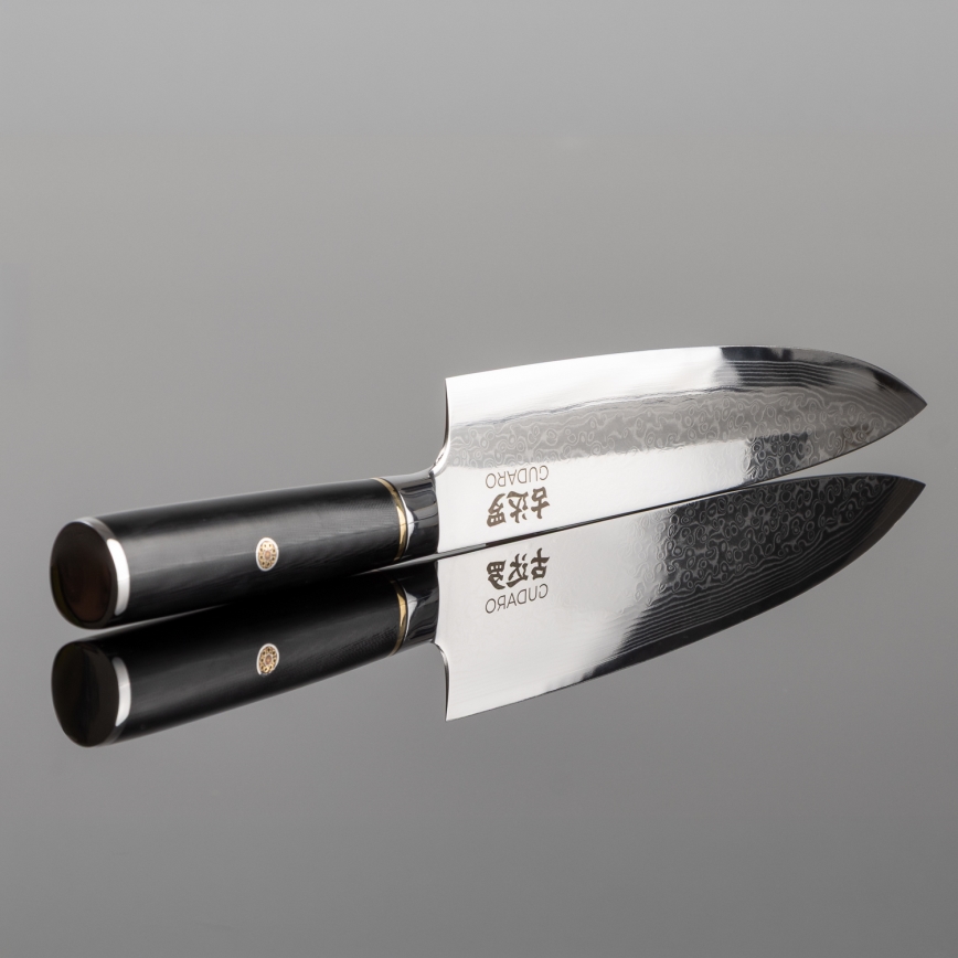 Gudaro - Couteau de chef professionnel AKIRO 8, en acier damassé à 67 couches, longueur 20 cm, noir