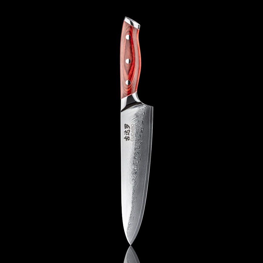 Gudaro - Couteau de chef damassé KENSHO 8, 67 couches d'acier, longueur 20 cm
