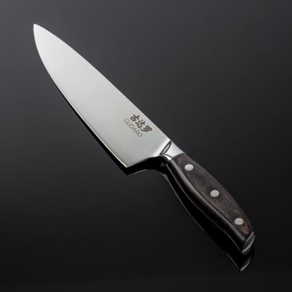 Gudaro - Couteau de chef en acier damassé SHIRO 8, 67 couches d'acier, longueur 20 cm