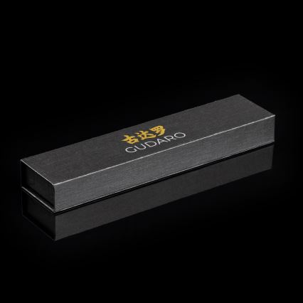 Gudaro - Couteau de cuisine Santoku damassé AKIRO 7, 67 couches d'acier, lame 17,5 cm, noir