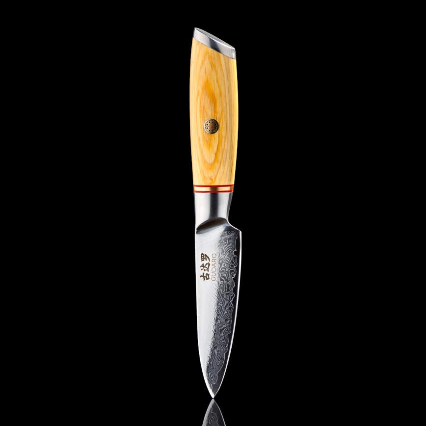 Gudaro - Couteau de cuisine damassé HIKARI 3,5, 67 couches d'acier, longueur 9,5 cm
