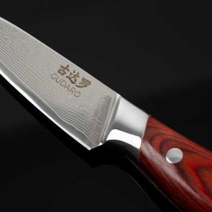 Gudaro - Couteau de cuisine damassé KENSHO 3,5, 67 couches d'acier, longueur 9,5 cm
