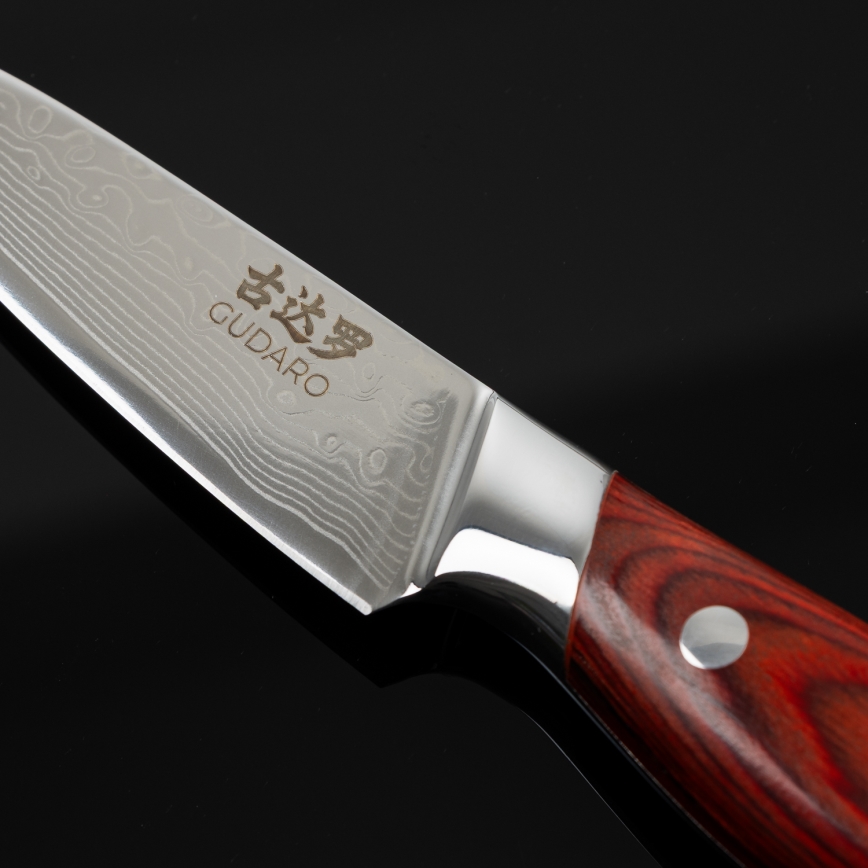 Gudaro - Couteau de cuisine damassé KENSHO 3,5, 67 couches d'acier, longueur 9,5 cm