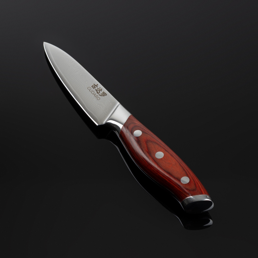 Gudaro - Couteau de cuisine damassé KENSHO 3,5, 67 couches d'acier, longueur 9,5 cm