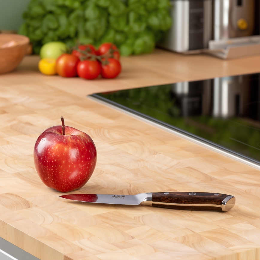 Gudaro - Couteau de cuisine en acier damassé FENG 3,5, 67 couches d'acier, longueur 9,5 cm