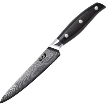 Gudaro - Couteau de cuisine polyvalent en acier damassé SHIRO 5