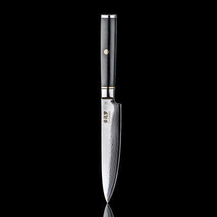 Gudaro - Couteau de cuisine universel en acier damassé AKIRO 5, 67 couches d'acier, longueur 12,5 cm, noir