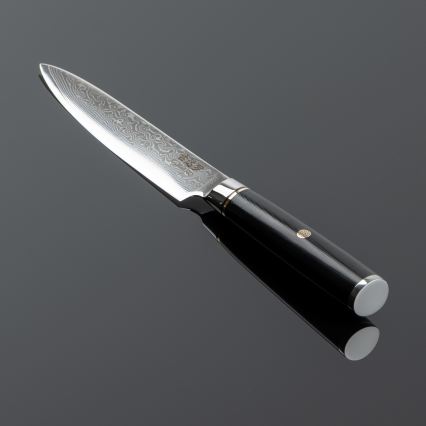 Gudaro - Couteau de cuisine universel en acier damassé AKIRO 5, 67 couches d'acier, longueur 12,5 cm, noir