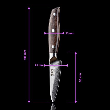 Gudaro - Damast keukenmes SHIRO 3,5, 67-laags staal, lengte 9,5 cm