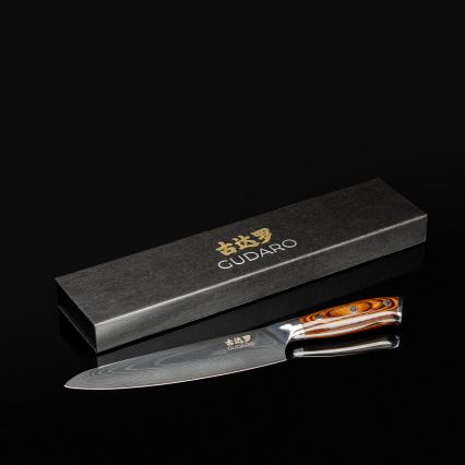 Gudaro - Damast koksmes FENG 8, 67 lagen damaststaal, lengte 20 cm