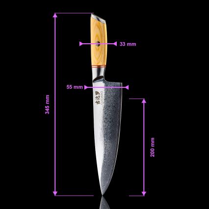 Gudaro - Damast koksmes HIKARI 8, 67-laags staal, lengte 20 cm
