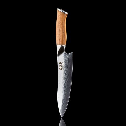 Gudaro - Damast chefmes TAKUMI 8, 67 lagen damaststaal, lengte 20 cm, walnoothout