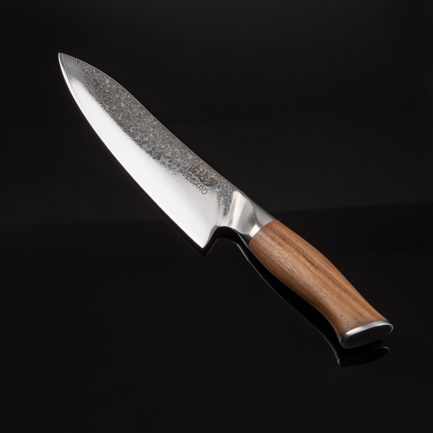 Gudaro - Damast chefmes TAKUMI 8, 67 lagen damaststaal, lengte 20 cm, walnoothout