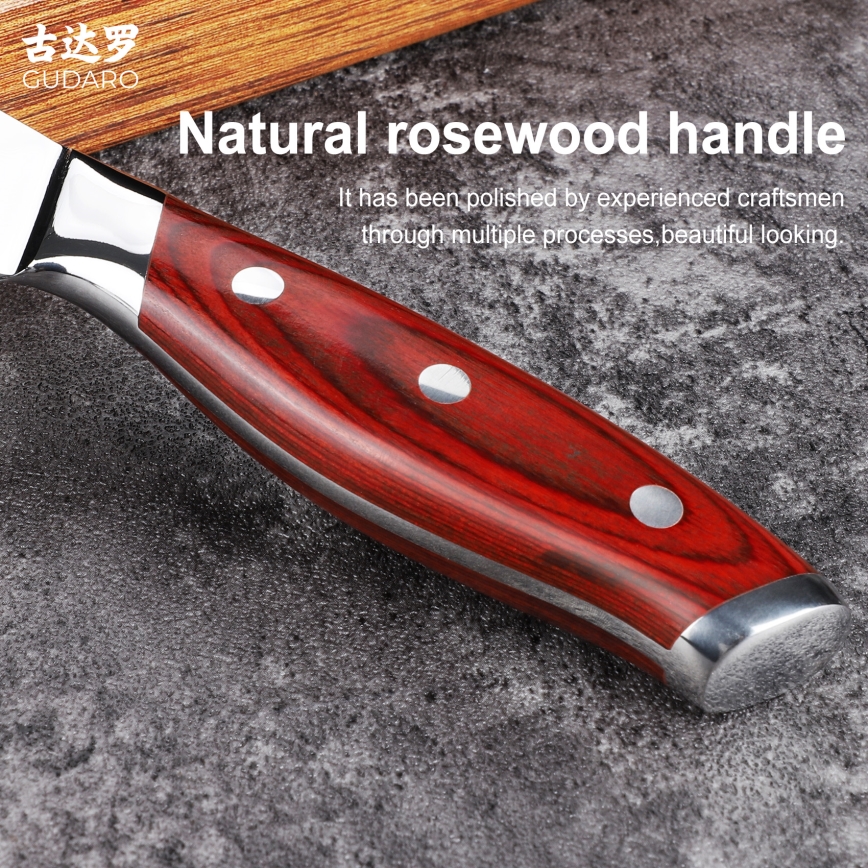 Gudaro - Damast uitbeenmes KENSHO 6, 67 lagen staal, lengte 15 cm