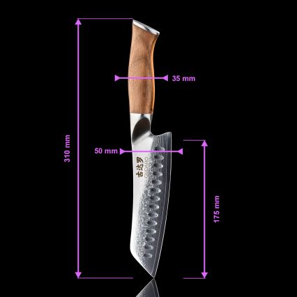 Gudaro - Ensemble de 5 couteaux de cuisine en acier damassé TAKUMI + support pour couteaux et ciseaux à volaille