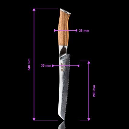 Gudaro - Ensemble de 5 couteaux de cuisine en acier damassé TAKUMI + support pour couteaux et ciseaux à volaille