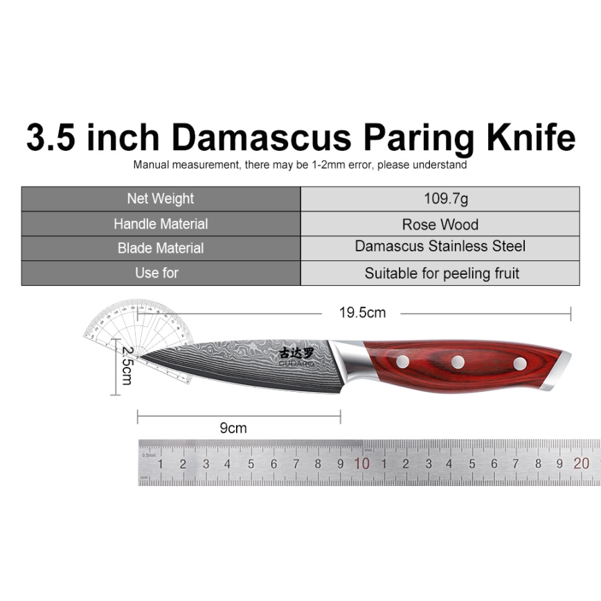 Gudaro - Ensemble de 7 couteaux de cuisine KENSHO avec bloc en acacia