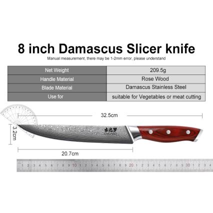 Gudaro - Ensemble de 7 couteaux de cuisine KENSHO avec bloc en acacia