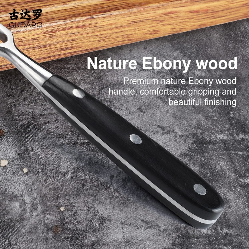 Gudaro - Fourchette de cuisine MIYABI noire/bois Pakka