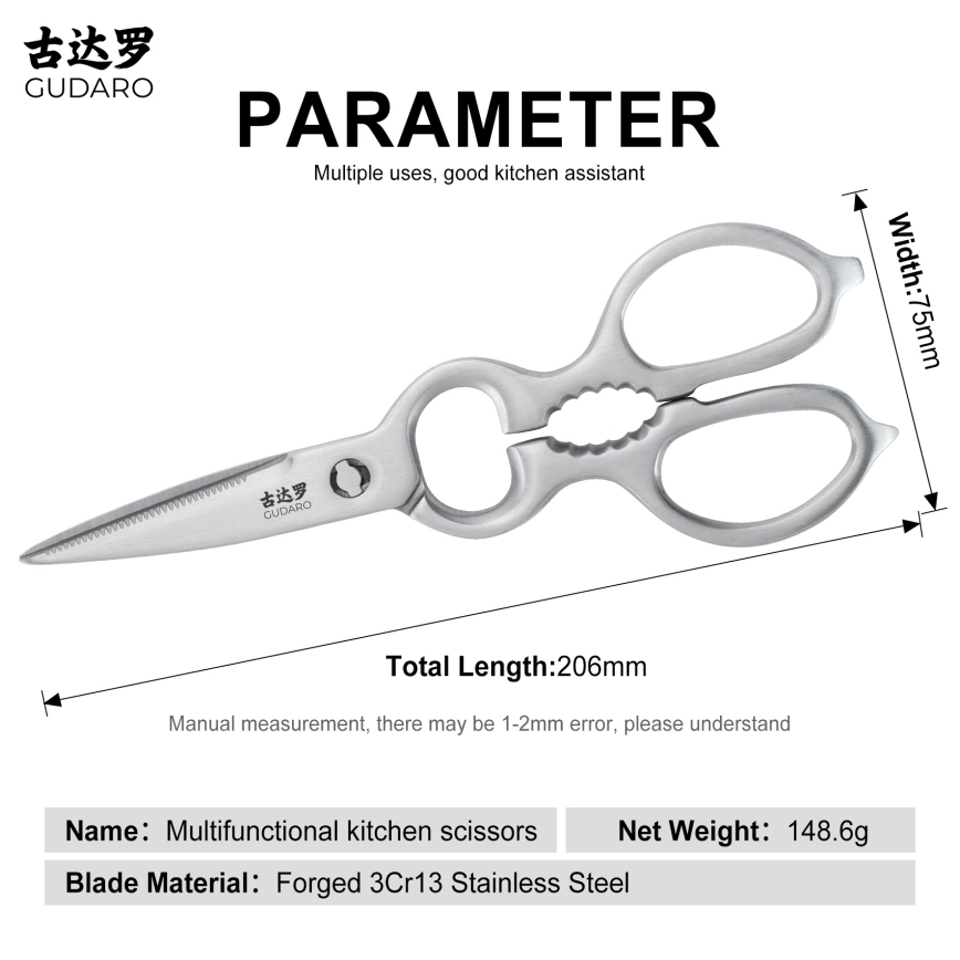 Gudaro - Gevogelteschaar RONIN 20,6 cm roestvrij staal