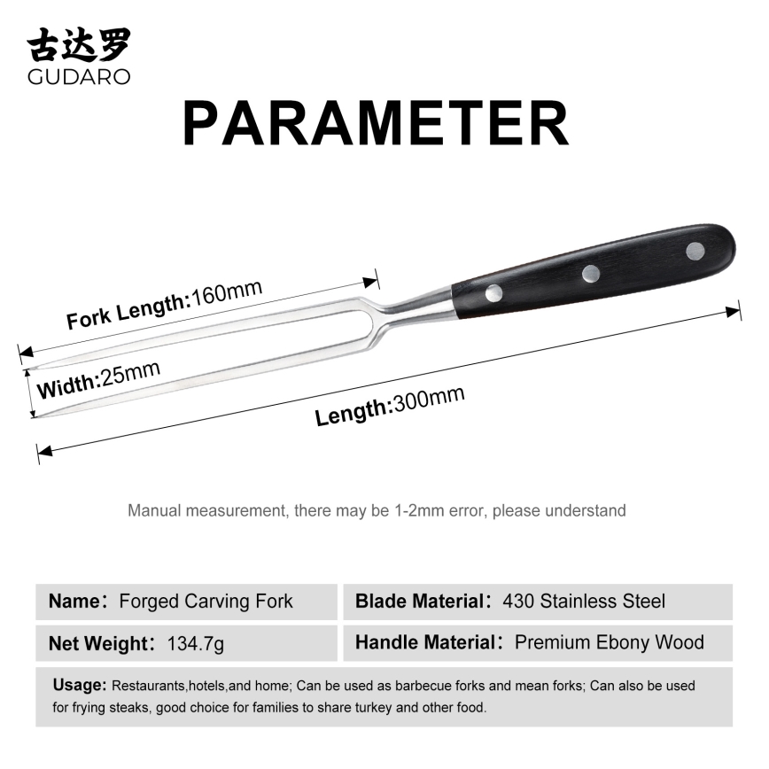 Gudaro - Keukenvork MIYABI zwart/pakkahout