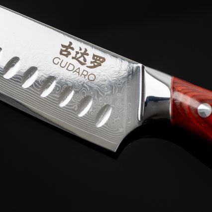 Gudaro - Lot de 5 couteaux de cuisine damassés KENSHO + support magnétique