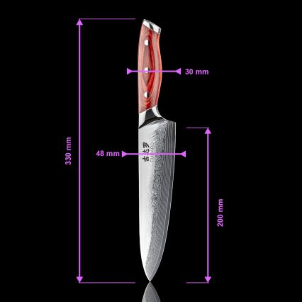 Gudaro - Lot de 5 couteaux de cuisine damassés KENSHO + support magnétique
