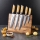 Gudaro - Lot de 5 couteaux de cuisine en acier damassé HIKARI + support magnétique pour couteaux