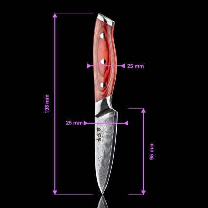 Gudaro - Lot de 5 couteaux de cuisine en acier damassé KENSHO + support magnétique