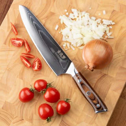 Gudaro - SET van 2x damast koksmes FENG 8, 67 lagen staal, lengte 20 cm + 1x GRATIS damast keukenmes FENG 3,5, 67 lagen staal, lengte 9,5 cm