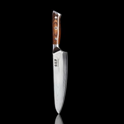SET 1x damast chefmes FENG 8, 67 lagen staal, lengte 20 cm + 1x damast santokumes FENG 7,5, 67 lagen staal, lengte 18 cm + 1x GRATIS damast fruitmes FENG 3,5, 67 lagen staal, lengte 9,5 cm