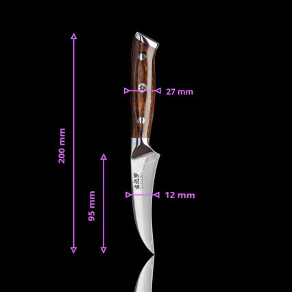 SET 1x damast chefmes FENG 8, 67 lagen staal, lengte 20 cm + 1x damast santokumes FENG 7,5, 67 lagen staal, lengte 18 cm + 1x GRATIS damast fruitmes FENG 3,5, 67 lagen staal, lengte 9,5 cm