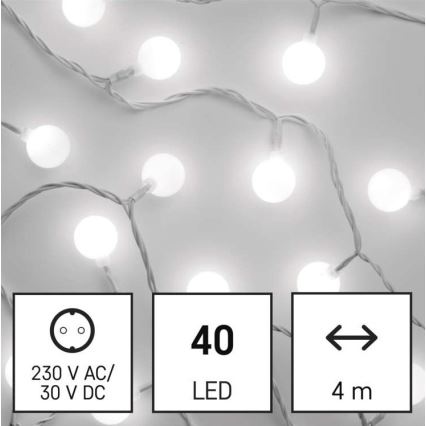 Guirlande de noël 40xLED/9m IP44 blanc froid