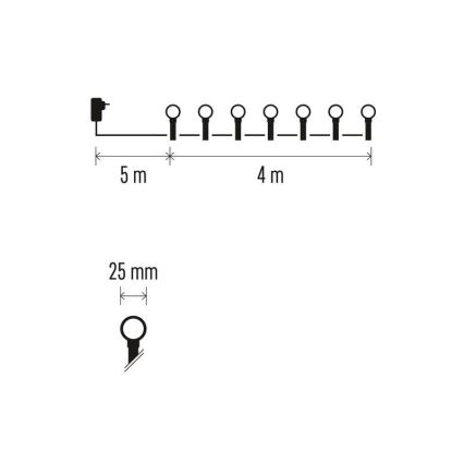 Guirlande de noël 40xLED/9m IP44 blanc froid