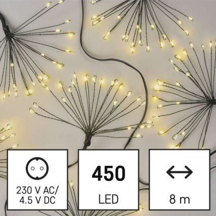 Guirlande de noël 450xLED/11m blanc chaud