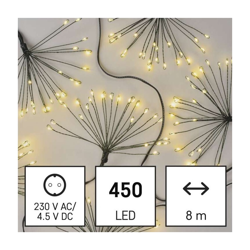 Guirlande de noël 450xLED/11m blanc chaud