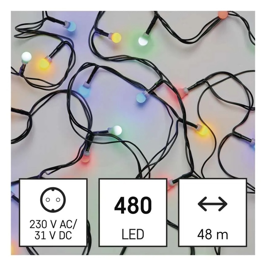 Guirlande de Noël 480 LED / 8 fonctions, 53 m, IP44, multicolore