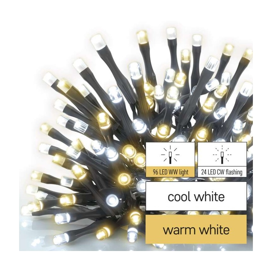 Guirlande de noël d'extérieur 120xLED/2 fonctions 17m IP44 blanc chaud/froid