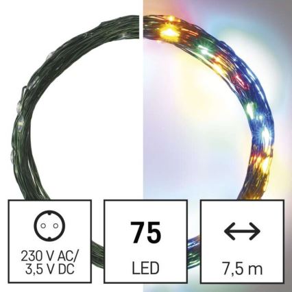 Guirlande de noël d'extérieur 75xLED/12,5m IP44 multicolore
