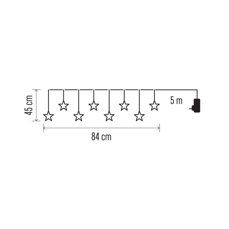 Guirlande de noël d'extérieur 8xLED/5,84m IP44 étoiles