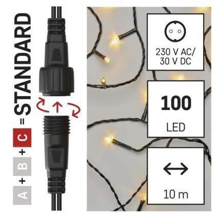 Guirlande de Noël extérieure 100xLED/10m IP44 blanc chaud