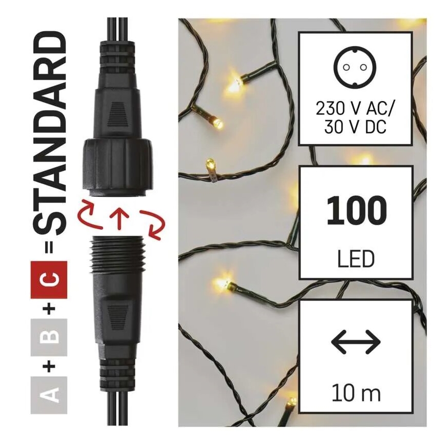 Guirlande de Noël extérieure 100xLED/10m IP44 blanc chaud