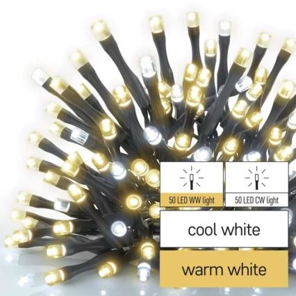 Guirlande de Noël extérieure 100xLED/10m IP44 chaud/blanc froid