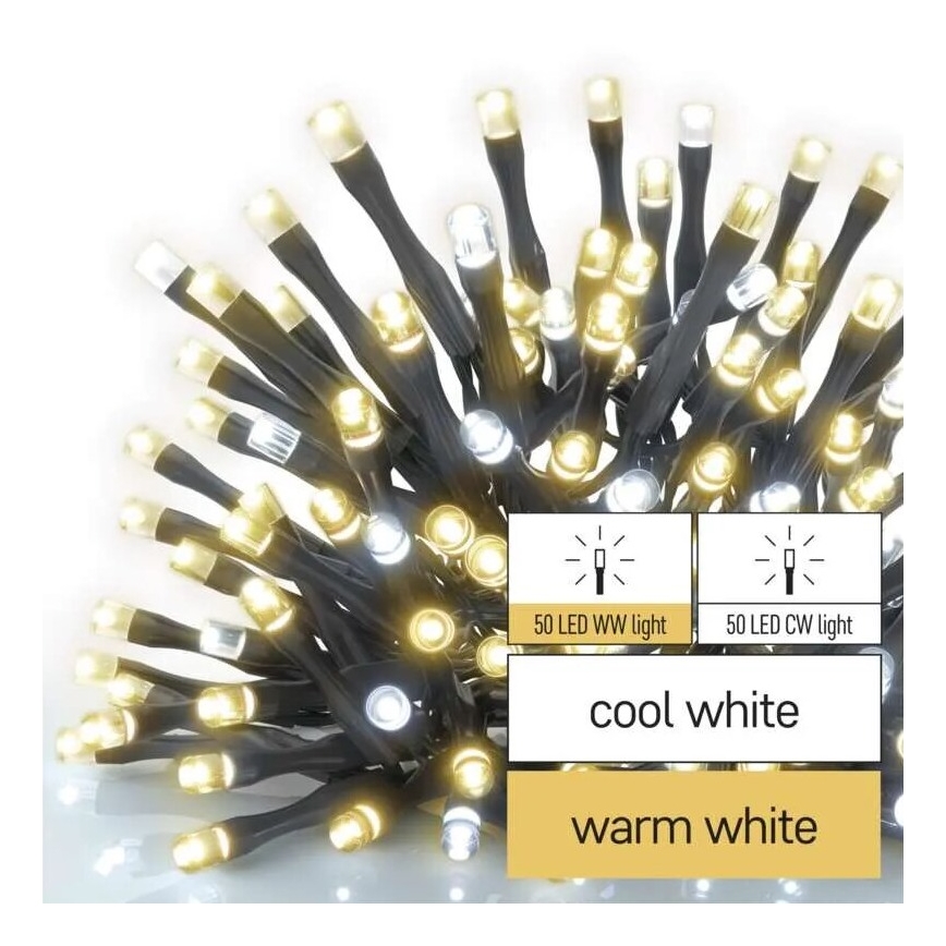 Guirlande de Noël extérieure 100xLED/10m IP44 chaud/blanc froid